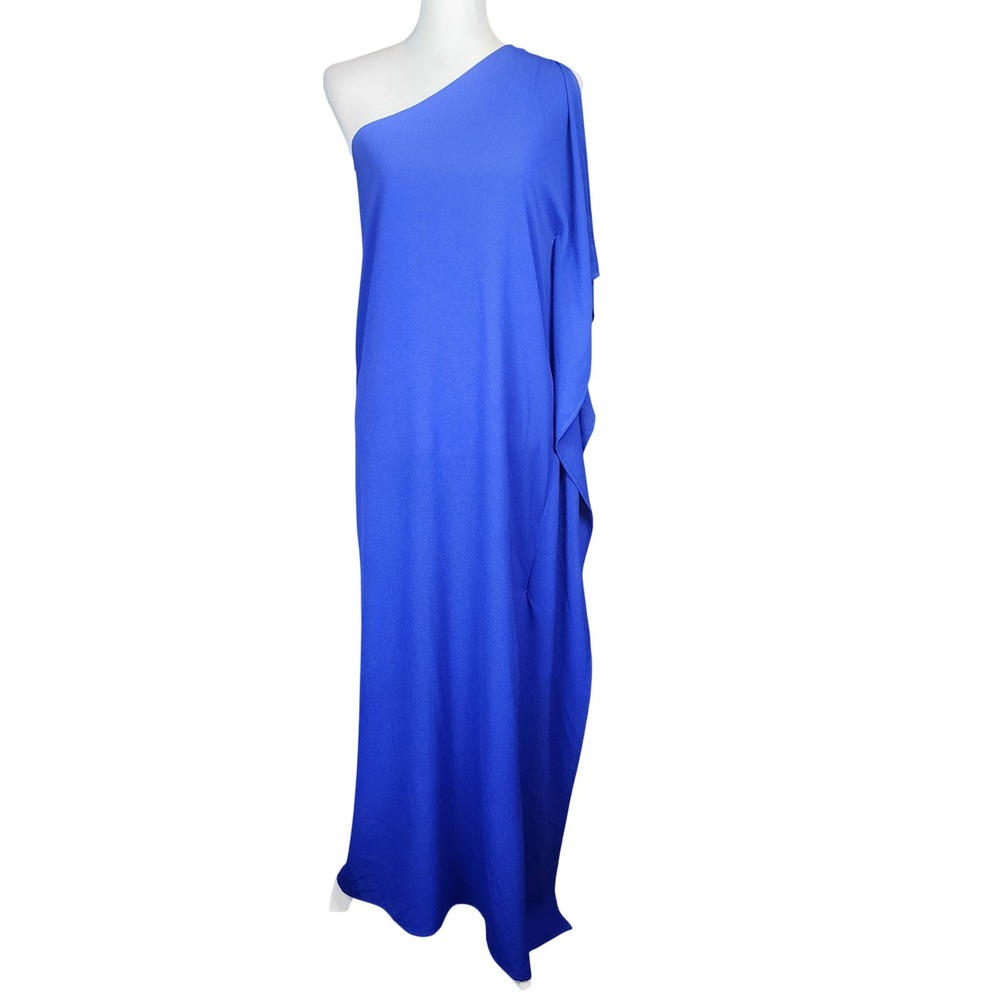 Entro One Shoulder Maxi Caftan Dress Womens Small Royal Blue Vacation Date Night